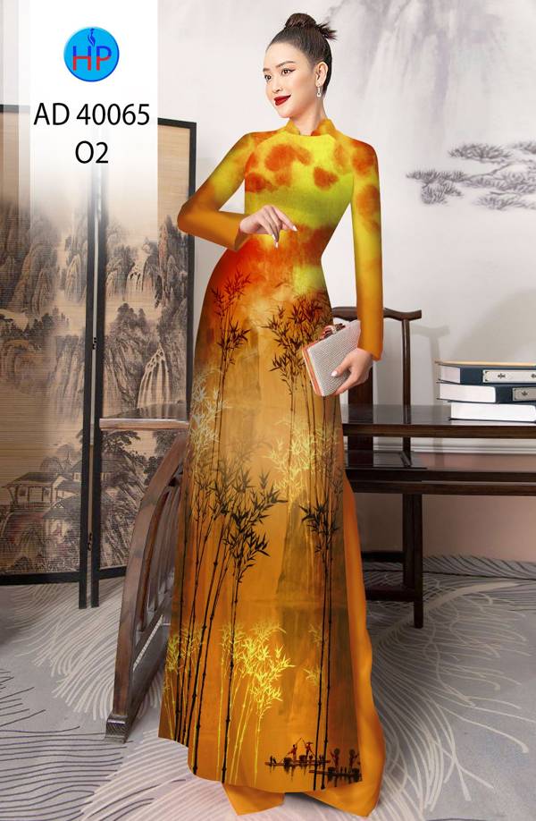 Vải Áo Dài Phong Cảnh Tre Trúc AD 40065 41